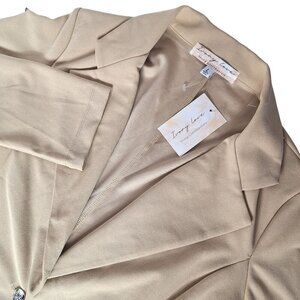 Ivory Love Women's Jacket Tan Solid Large Business Office Work